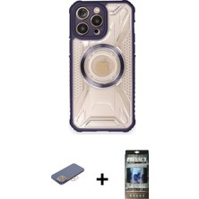 Cepte Toptan iPhone 12 Pro Kutup Modern - Siyah 34D Hayalet Izgaralı Cam + Pembe Renkli Kamera Lens Koruma Cam