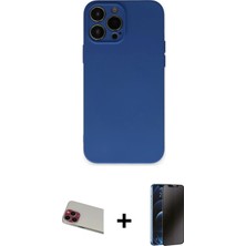 iPhone 13 Pro Max Ahenk Serisi - Siyah 3D Antistatik Hayalet Cam Ekran Koruyucu + Kırmızı Rainbow Kamera Lens Koruma Cam