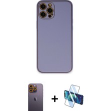 Cepte Toptan iPhone 12 Pro Max Yadigar Klasik - Siyah 3D Antistatik Cam Ekran Koruyucu + Sarı Neon Fosforlu Kamera Lens