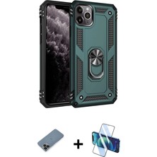 Cepte Toptan iPhone 11 Pro Max Ahenk Klasik Koleksiyonu - Siyah 3D Antistatik Seramik Nano Ekran Koruyucu + Siyah Metal Kamera Lens Koruma Cam