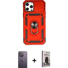 Cepte Toptan iPhone 12 Pro Max Ahenk Klasik - Siyah Bilvis Hayalet Cam Ekran Koruyucu + Beyaz Neon Fosforlu Kamera Lens