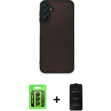 Cepte Toptan Galaxy A15 4g Ahenk Çizgi Serisi - Siyah 6d Antistatik Mat Seramik Hayalet Nano Ekran Koruyucu + Siyah Raze Metal Kamera Lens