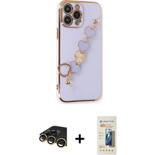 Cepte Toptan iPhone 13 Pro Max Nova Işık Prime - Siyah 6d Mat Seramik Hayalet Nano Ekran Koruyucu + Gold Raze Metal Kamera Lens