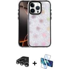 Cepte Toptan iPhone 15 Pro Odak Prime - Siyah 3D Antistatik Seramik Nano Ekran Koruyucu + Gümüş Raze Metal Kamera Lens