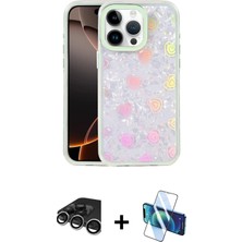 Cepte Toptan iPhone 15 Pro Odak Prime - Siyah 3D Antistatik Seramik Nano Ekran Koruyucu + Gümüş Raze Metal Kamera Lens