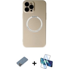 Cepte Toptan iPhone 12 Pro Zirve Klasik Prime - Siyah 3D Antistatik Seramik Nano Ekran Koruyucu + Mor Metal Kamera Lens Koruma Cam