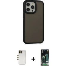 BUTİMAR'S iPhone 13 Pro Max Eksen Işık - Şeffaf 360 Full Body Arka Koruyucu + Gold Shine Kamera Lens