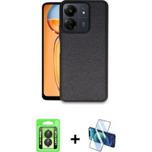 Cepte Toptan Redmi 13C Kıvılcım Işık Serisi - Siyah 3D Antistatik Seramik Nano Ekran Koruyucu + Siyah Raze Metal Kamera Lens