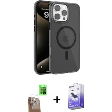 BUTİMAR'S iPhone 16 Pro Max Doruk Doku Özel Seri - Siyah Bilvis 5in1 5d Magic Hayalet Cam Ekran Koruyucu + Çöl Titanyum Raze Metal Kamera Lens