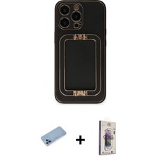 Cepte Toptan iPhone 13 Pro Max Kozmos Minimal Prime - Siyah Bilvis 3D Cam Ekran Koruyucu + Mavi Shine Kamera Lens Koruma Cam