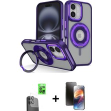 Cepte Toptan iPhone 16 Nova Minimal Serisi - Siyah 3D Antistatik Mat Seramik Nano Ekran Koruyucu + Siyah Raze Metal Kamera Lens