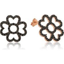 ​gümüş Kalp Yapraklı Çiçek Küpe