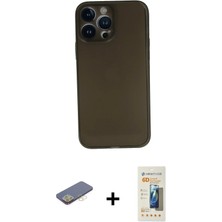 BUTİMAR'S iPhone 13 Pro Max Yadigar Yansıma Serisi - Siyah 6d Mat Seramik Hayalet Nano Ekran Koruyucu + Sarı Renkli Kamera Lens Koruma Cam