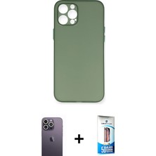 BUTİMAR'S iPhone 12 Pro Max Yadigar Yansıma Serisi - Siyah 5d Eko Cam Ekran Koruyucu + Beyaz Neon Fosforlu Kamera Lens