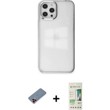 Cepte Toptan iPhone 12 Pro Max Doruk Doku Prime - Siyah 20D Premium Cam Ekran Koruyucu + Kırmızı Metal Kamera Lens Koruma Cam