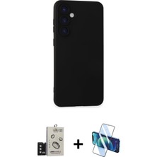 Cepte Toptan Galaxy S24 Ahenk Serisi - Siyah 3D Antistatik Seramik Nano Ekran Koruyucu + Titanyum Gri Bilvis Titan Kamera Lens