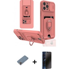 Cepte Toptan iPhone 12 Pro Vadi Form Prime - Siyah 3D Antistatik Hayalet Cam Ekran Koruyucu + Mor Metal Kamera Lens Koruma Cam