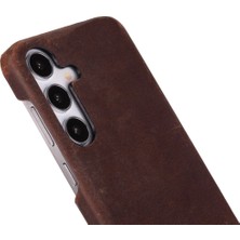 Samsung Galaxy S25 Uyumlu, Hakiki Deri, El Yapımı Arka Kapak, Antik Kahve