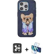 BUTİMAR'S iPhone 15 Pro Max Iz Minimal Koleksiyonu - Siyah 3D Antistatik Cam Ekran Koruyucu + Gri Pvd Metal Kamera Lens