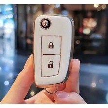 Gma Keys Nissan Qashqai, Juke, Micra 2 Buton Nano Anahtar Kılıfı Beyaz Gümüş Renk