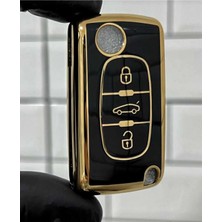 Gma Keys Lüx Peugeot 207 307 308 406 407 5008 607 Partner Nano Anahtar Kılıfı Siyah Gold Renk