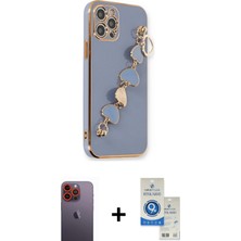 Cepte Toptan iPhone 12 Pro Max Nova Işık Prime - Şeffaf Royal Nano Ekran Koruyucu + Turuncu Neon Fosforlu Kamera Lens