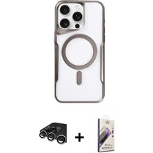 Cepte Toptan iPhone 14 Pro Max Yadigar Klasik Özel Seri - Siyah Bilvis 3D Mat Cam Ekran Koruyucu + Gümüş Raze Metal Kamera Lens