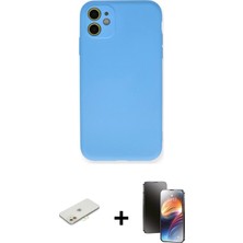 Cepte Toptan iPhone 11 Ahenk Serisi - Siyah 3D Antistatik Mat Seramik Nano Ekran Koruyucu + Turuncu Renkli Kamera Lens Koruma Cam