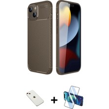 Cepte Toptan iPhone 14 Eksen Form Prime - Siyah 3D Antistatik Cam Ekran Koruyucu + Pembe Diamond Kamera Lens