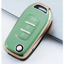 Gma Keys Megane 4 Joy - Clio 5 Captur Taliant Express 3 Buton Nano Anahtar Kılıfı Yeşil Gold Renk