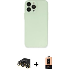 iPhone 13 Pro Max Atlas Minimal Prime - Şeffaf Maxco Cam Ekran Koruyucu + Gold Raze Metal Kamera Lens