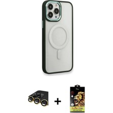 Cepte Toptan iPhone 14 Pro Max Yankı Işık Özel Seri - Siyah Buffer Cam Ekran Koruyucu + Gold Raze Metal Kamera Lens