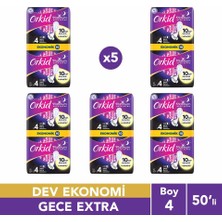 Orkid Platinum Gece Ekstra Boy 4 Hijyenik Ped 50 Adet Ultra İnce Rahatlık ve Süper Emicilik