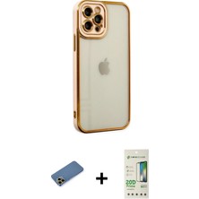 BUTİMAR'S iPhone 12 Pro Max Çekirdek Klasik Serisi - Siyah 20D Premium Cam Ekran Koruyucu + Gold Shine Kamera Lens Koruma Cam
