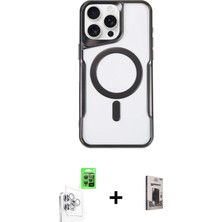 BUTİMAR'S iPhone 16 Pro Yadigar Klasik Özel Seri - Siyah Bilvis Hayalet Cam Ekran Koruyucu + Beyaz Raze Metal Kamera Lens