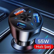Eco Lounge 55W 3 Port USB Araç Için Telefon Şarj Cihazı 3 Girişli Çakmaklık ADAPTÖR-31A Pd 20W Qc 30