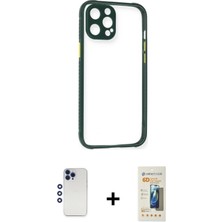 iPhone 12 Pro Max Nova Asil Özel Seri - Siyah 6d Mat Seramik Hayalet Nano Ekran Koruyucu + Lacivert Shine Kamera Lens