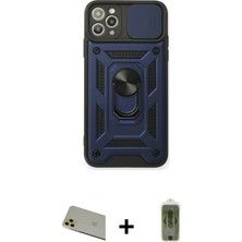 iPhone 11 Pro Max Ahenk Klasik - Siyah Joko Magic 5d Hayalet Cam + Gold Rainbow Kamera Lens Koruma Cam