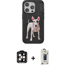 Cepte Toptan iPhone 14 Pro Max Nova Form Koleksiyonu - Siyah Bilvis Hayalet Cam Ekran Koruyucu + Turuncu Pvd Metal Kamera Lens