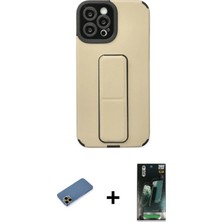 BUTİMAR'S iPhone 12 Pro Max Çekirdek Yansıma - Şeffaf 360 Full Body Arka Koruyucu + Gold Shine Kamera Lens Koruma Cam