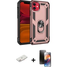 Cepte Toptan iPhone 11 Ahenk Klasik Koleksiyonu - Siyah 3D Antistatik Mat Seramik Nano Ekran Koruyucu + Pembe Renkli Kamera Lens Koruma Cam