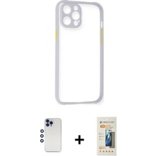 Cepte Toptan iPhone 12 Pro Max Nova Asil Özel Seri - Siyah 6d Mat Seramik Hayalet Nano Ekran Koruyucu + Lacivert Shine Kamera Lens