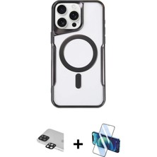 Cepte Toptan iPhone 11 Pro Max Yadigar Klasik Özel Seri - Siyah 3D Antistatik Cam Ekran Koruyucu + Siyah Pers Alüminyum Kamera Lens