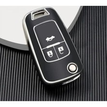 Gma Keys Opel Astra J Insignia Mokka 3 Buton Nano Anahtar Kılıfı Siyah Gümüş Silver Renk