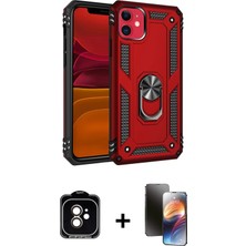 Cepte Toptan iPhone 11 Ahenk Klasik Koleksiyonu - Siyah 3D Antistatik Mat Seramik Nano Ekran Koruyucu + Turuncu Pvd Metal Kamera Lens