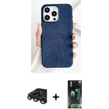 Cepte Toptan iPhone 15 Pro Pusula Modern - Siyah 360 Mat Full Body Arka Koruyucu + Titanyum Gri Raze Metal Kamera Lens