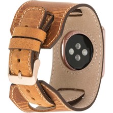 Eco Lounge Apple Watch Uyumlu Deri Kordon 42-44-45MM Cuff G19 Taba