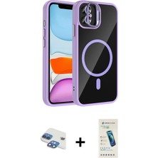 Cepte Toptan iPhone 11 Yadigar Asil Koleksiyonu - Şeffaf Pasifik Cam Ekran Koruyucu + Gökkuşağı Pers Alüminyum Kamera Lens