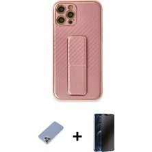 Cepte Toptan iPhone 12 Pro Yörünge Yansıma - Siyah 3D Antistatik Hayalet Cam Ekran Koruyucu + Koyu Yeşil Metal Kamera Lens Koruma Cam