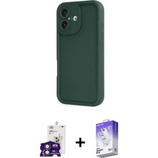 BUTİMAR'S iPhone 16 Yankı Yansıma Özel Seri - Siyah Bilvis 5in1 3D Magic Cam Ekran Koruyucu + Yeşil Bilvis Titan Kamera Lens